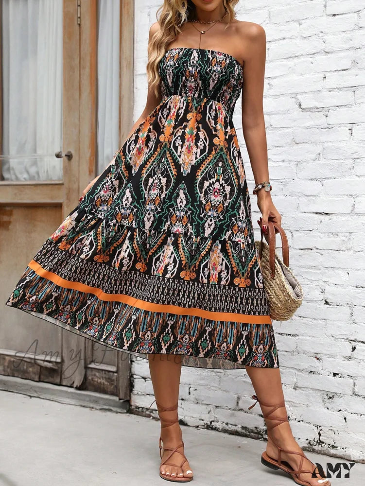 Amy Fashion - High Waist Graphic Print Ruffle Hem Skirt