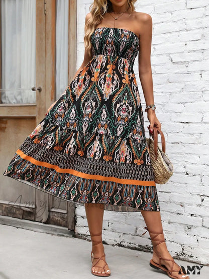 Amy Fashion - High Waist Graphic Print Ruffle Hem Skirt