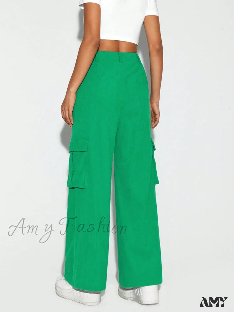 Amy Fashion - JADE BREYON Flap Pocket Side Cargo Pants