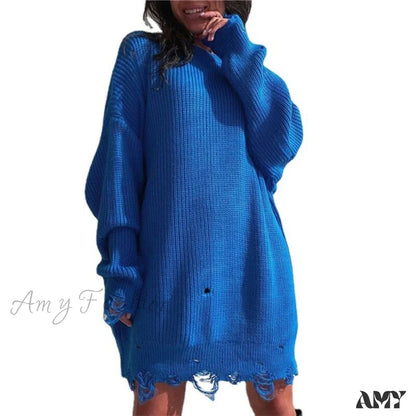 Amy Fashion - Knitted Casual O Neck Long Sleeve Fashion Sweater