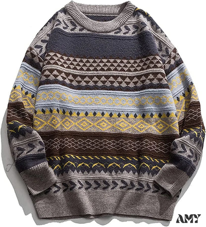 Amy Fashion - Ladies Autumn/Winter Retro Striped Sweater