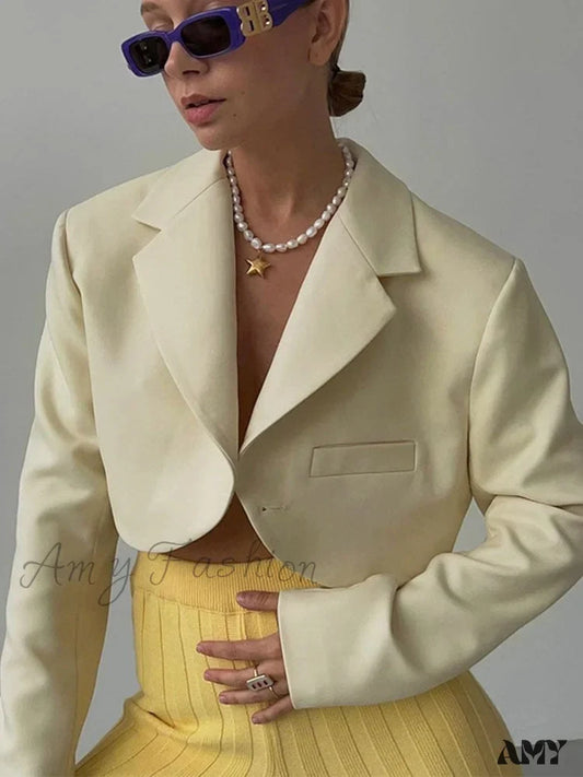 Amy Fashion - Ladies Slim Cropped Blazer Coat