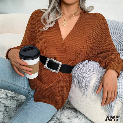 Amy Fashion - Long Sleeve Solid Color Knitted Cardigan Coat