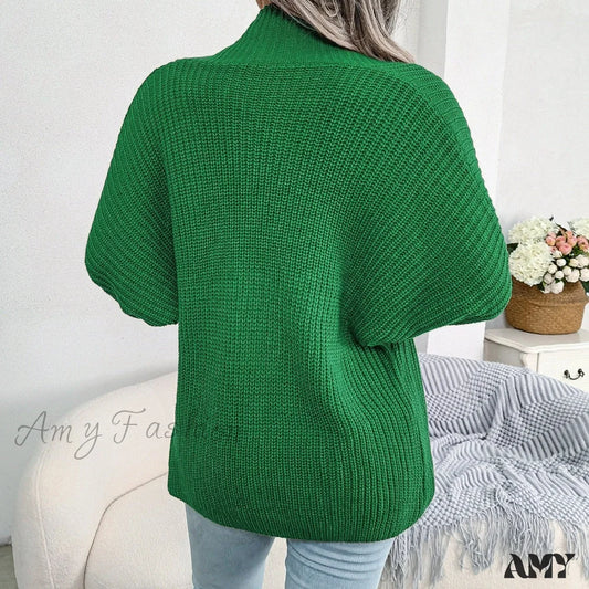 Amy Fashion - Long Sleeve Solid Color Knitted Cardigan Coat