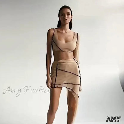 Amy Fashion - Long Sleeve Two Piece Club Party Matching Set