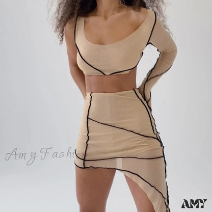 Amy Fashion - Long Sleeve Two Piece Club Party Matching Set