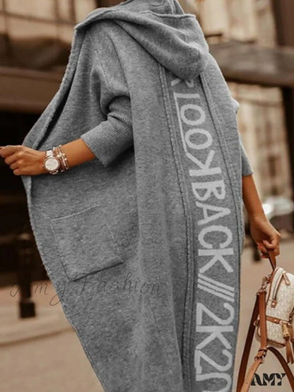 Amy Fashion - Loose Long Knit Cardigan Coats