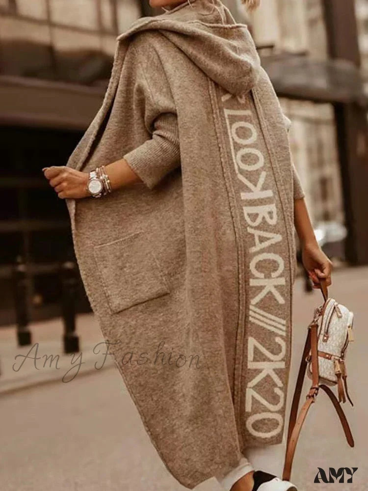 Amy Fashion - Loose Long Knit Cardigan Coats