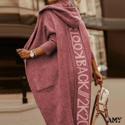 Amy Fashion - Loose Long Knit Cardigan Coats