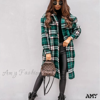 Amy Fashion - Fashion Loose Turn Down Collar Long Coat