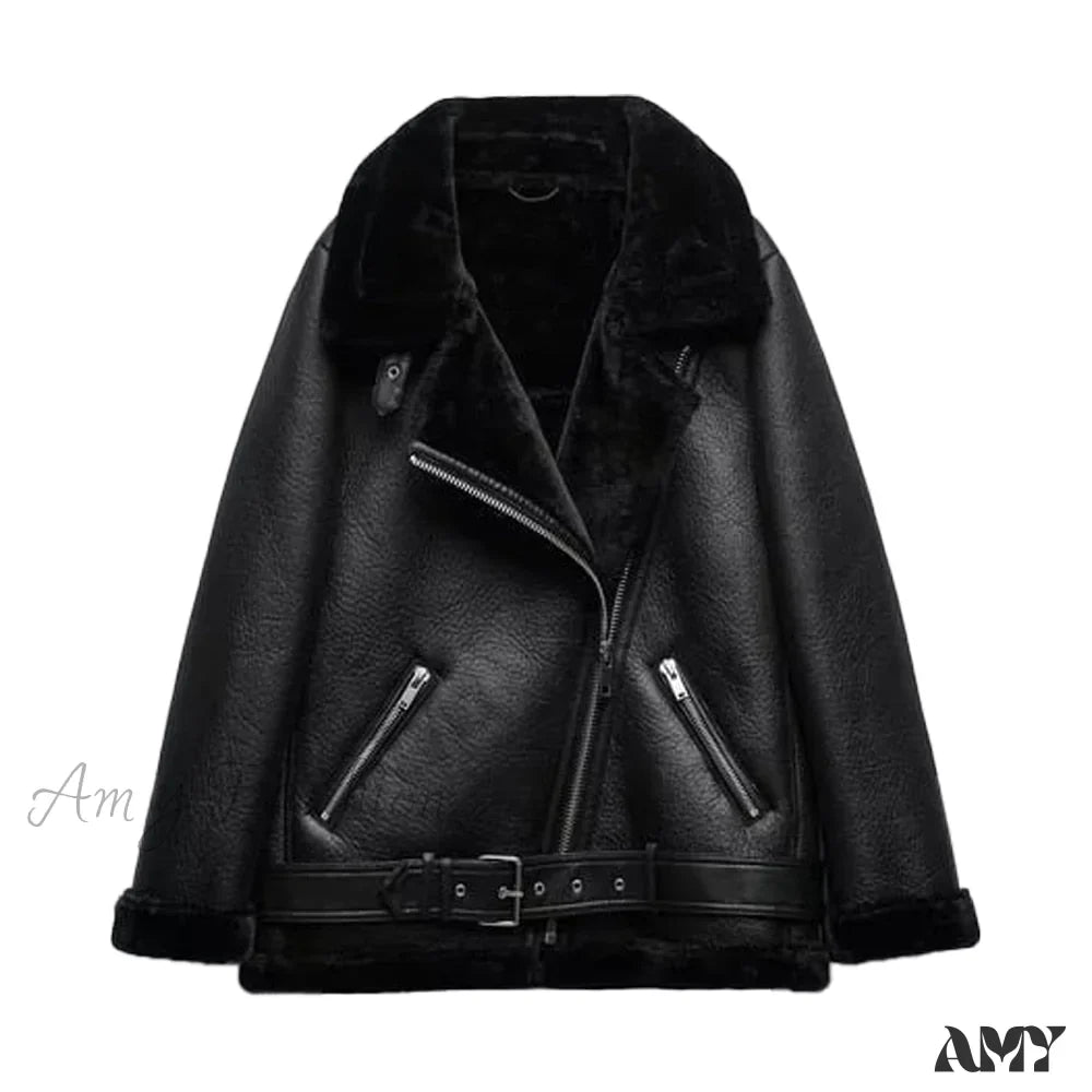 Amy Fashion - New Faux Leather Double Sided Coat
