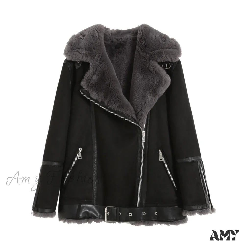 Amy Fashion - New Faux Leather Double Sided Coat