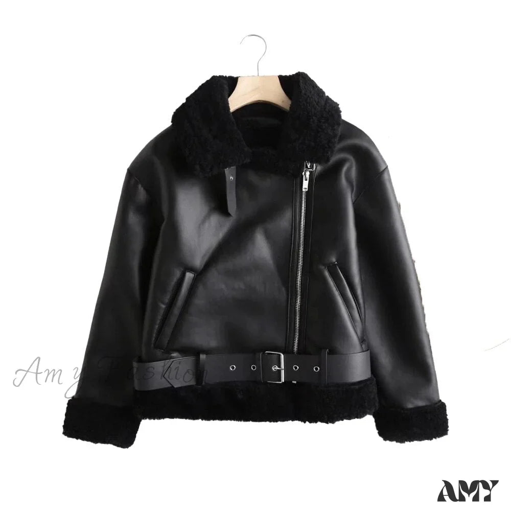 Amy Fashion - New Faux Leather Double Sided Coat