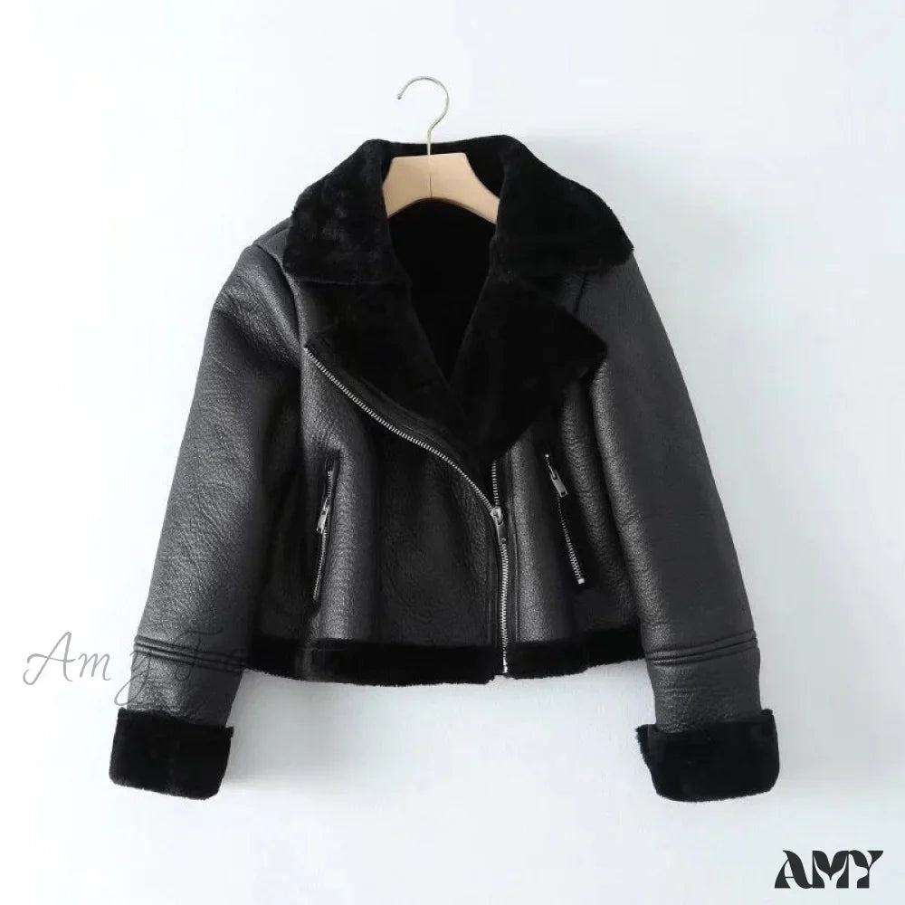 Amy Fashion - New Faux Leather Double Sided Coat