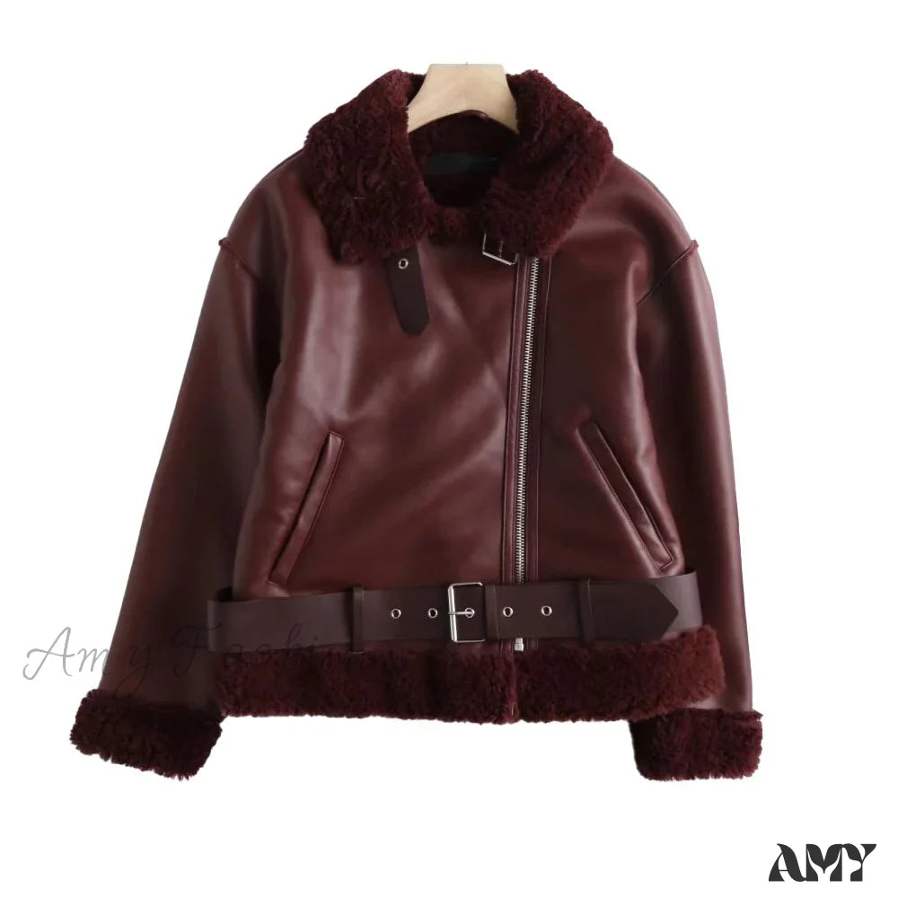 Amy Fashion - New Faux Leather Double Sided Coat