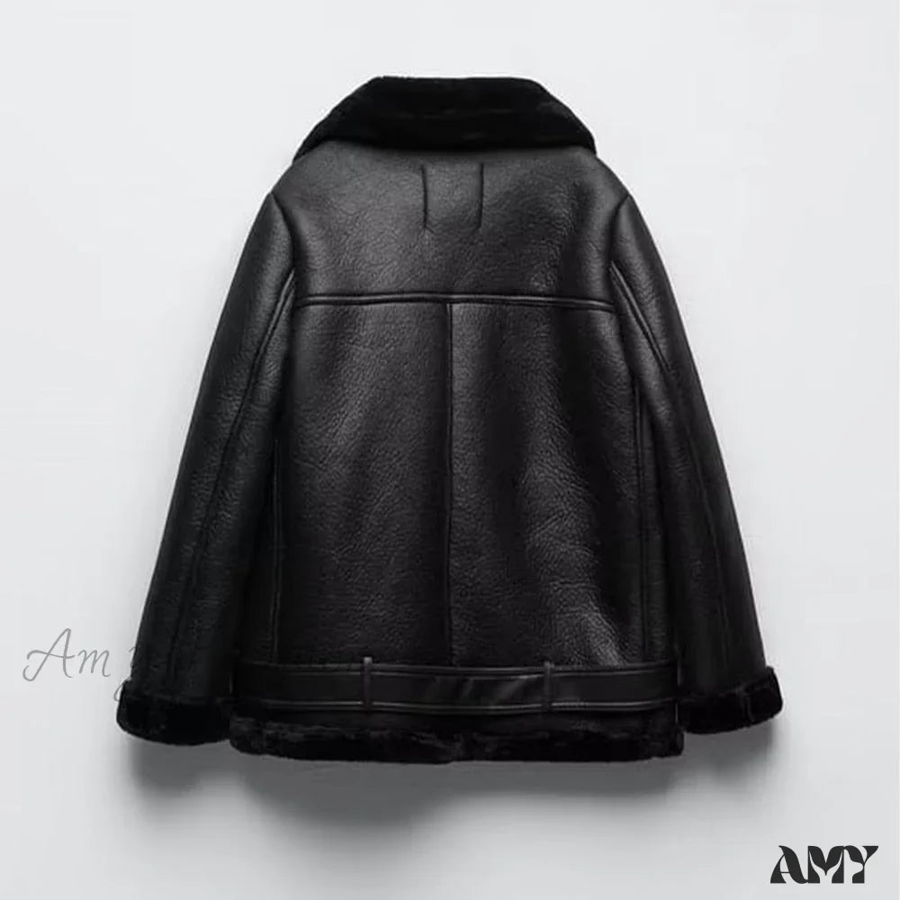 Amy Fashion - New Faux Leather Double Sided Coat