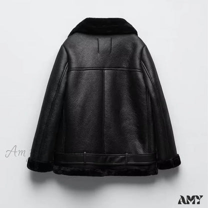 Amy Fashion - New Faux Leather Double Sided Coat