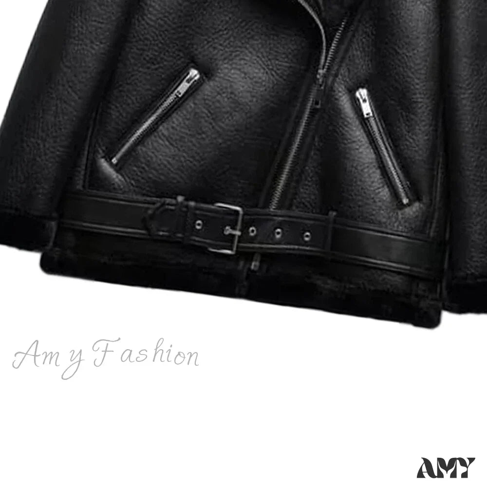 Amy Fashion - New Faux Leather Double Sided Coat