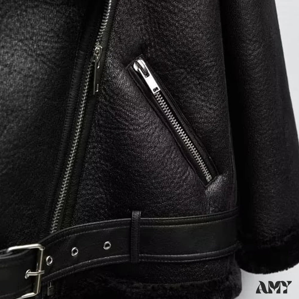 Amy Fashion - New Faux Leather Double Sided Coat