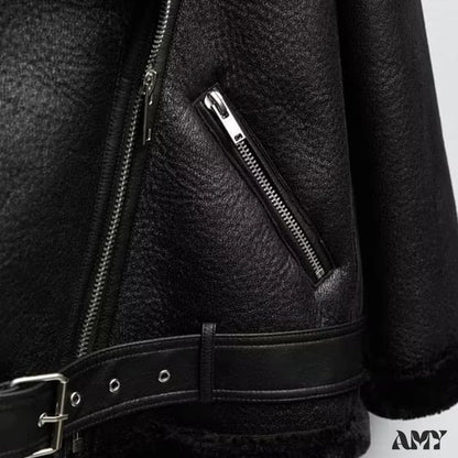 Amy Fashion - New Faux Leather Double Sided Coat