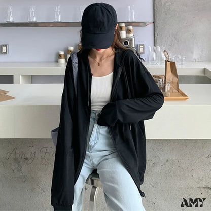 Amy Fashion - Solid Color Simple Zip-Up Coats