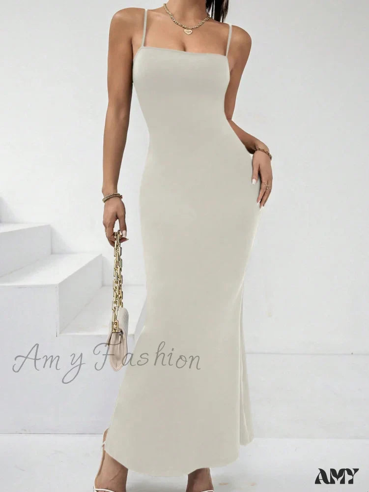 Amy Fashion - Solid Mermaid Hem Cami Dress