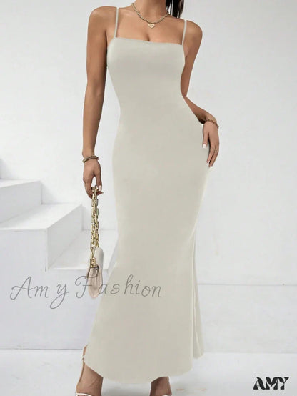 Amy Fashion - Solid Mermaid Hem Cami Dress