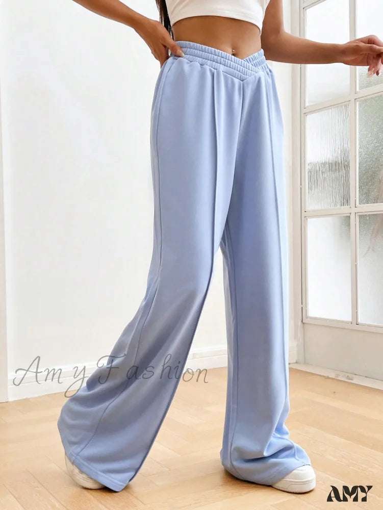 Amy Fashion - Solid Wide Leg Sweatpants