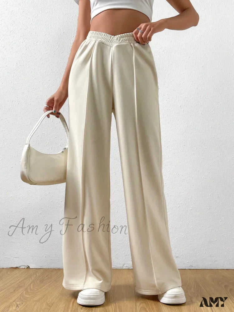 Amy Fashion - Solid Wide Leg Sweatpants