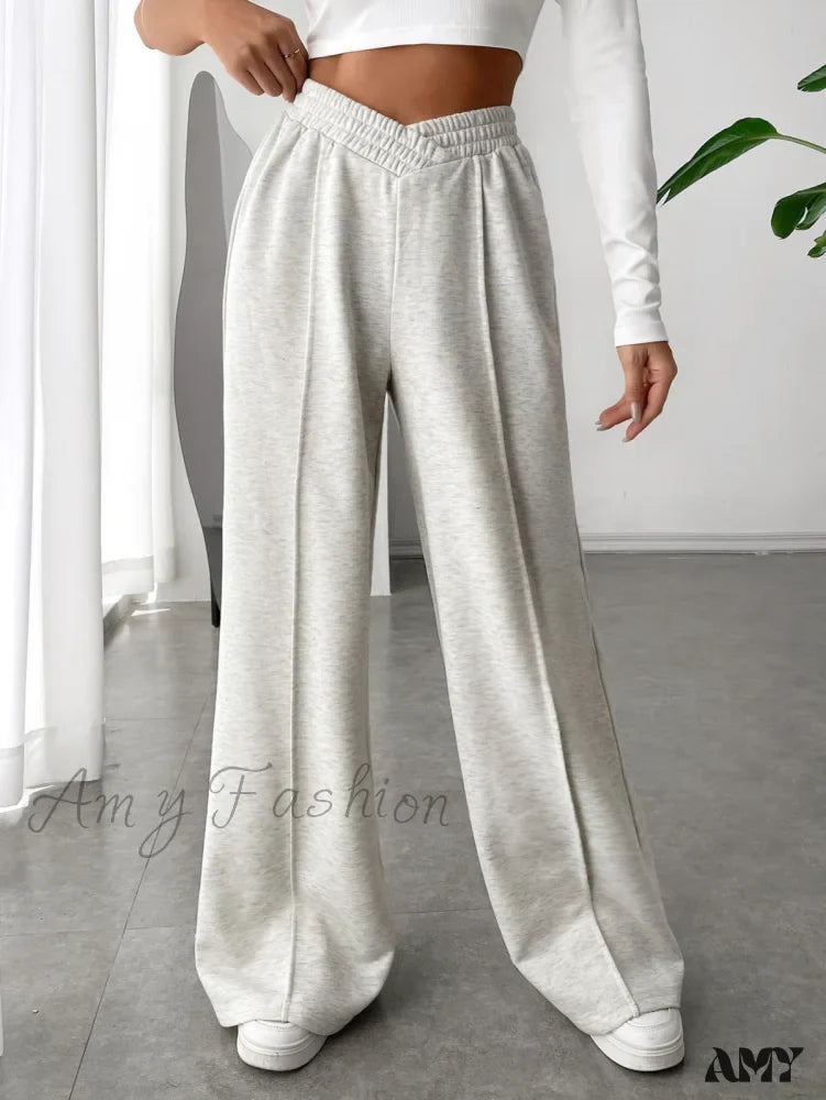 Amy Fashion - Solid Wide Leg Sweatpants