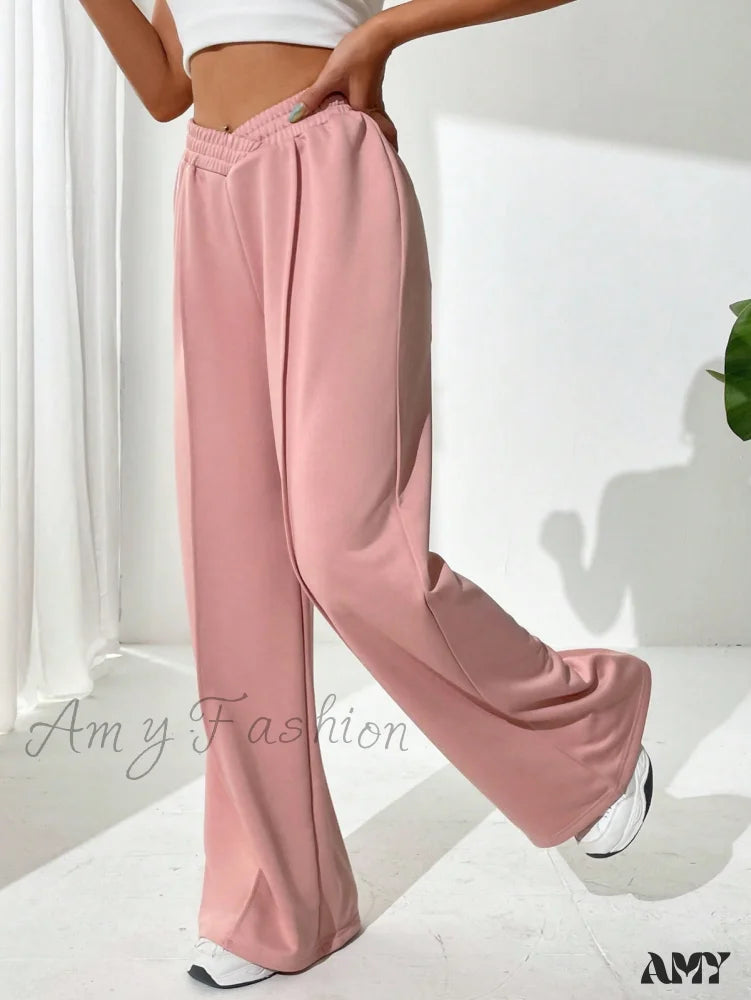 Amy Fashion - Solid Wide Leg Sweatpants