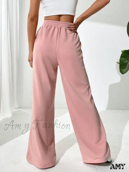 Amy Fashion - Solid Wide Leg Sweatpants