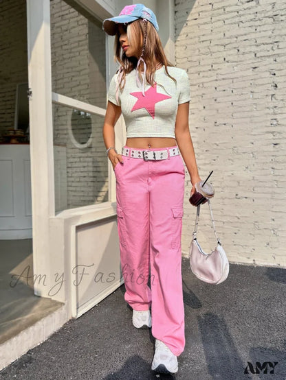 Amy Fashion - Star Patched Crop Tee