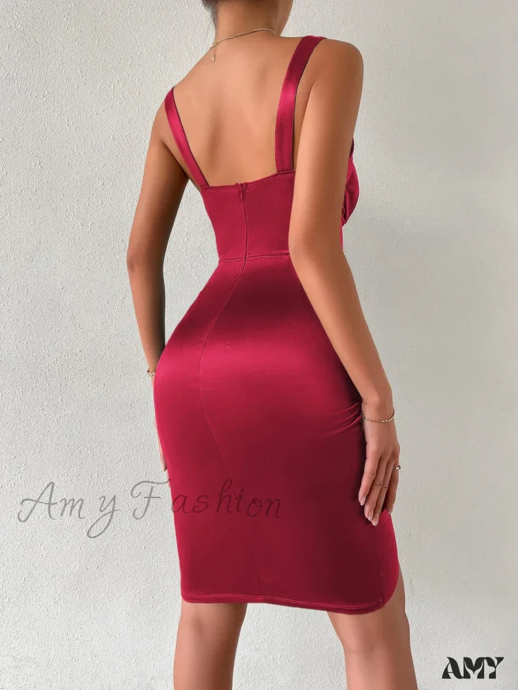 Amy Fashion - Tulip Hem Satin Cami Dress