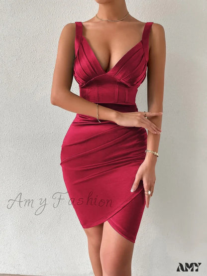 Amy Fashion - Tulip Hem Satin Cami Dress
