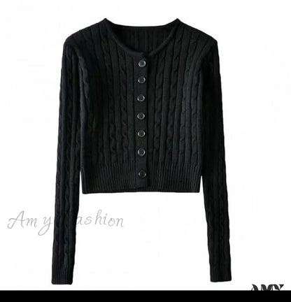 Amy Fashion - Vintage Long Sleeve Slim Knitted Cardigan
