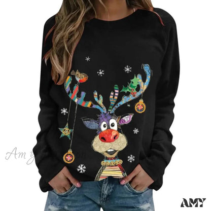 Amy Fashion - Women Casual Cartoon Print Long Sleeve Sweater