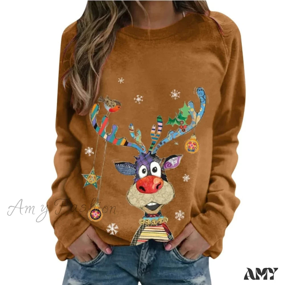 Amy Fashion - Women Casual Cartoon Print Long Sleeve Sweater