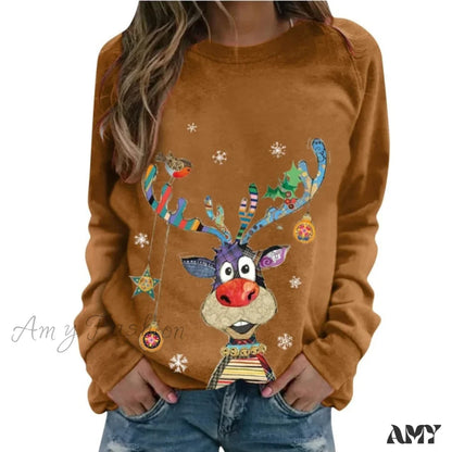Amy Fashion - Women Casual Cartoon Print Long Sleeve Sweater