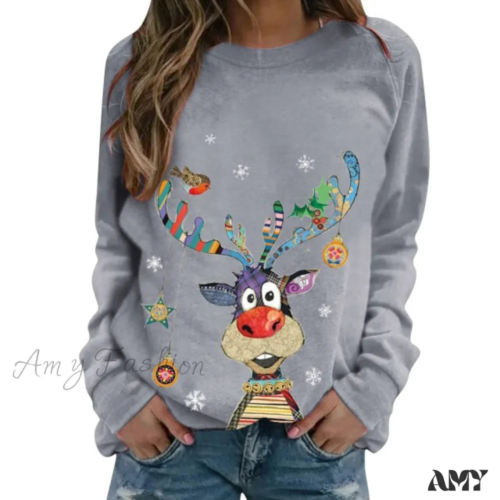 Amy Fashion - Women Casual Cartoon Print Long Sleeve Sweater