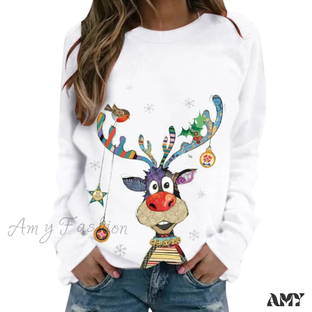 Amy Fashion - Women Casual Cartoon Print Long Sleeve Sweater