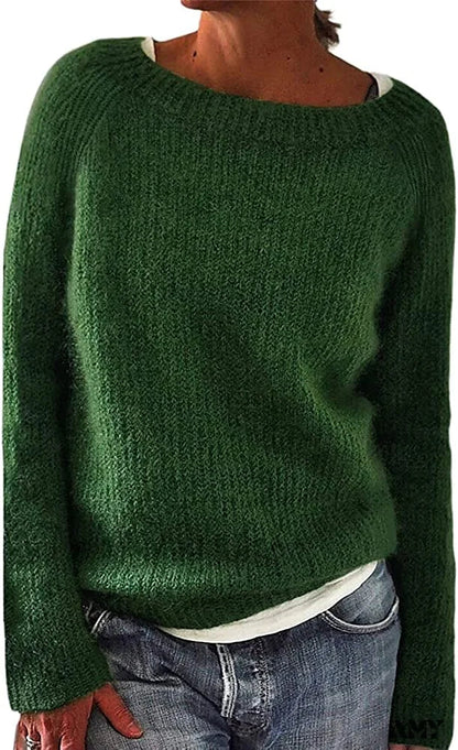 Amy Fashion - Women Winter Loose Casual Pullover Knit Sweater