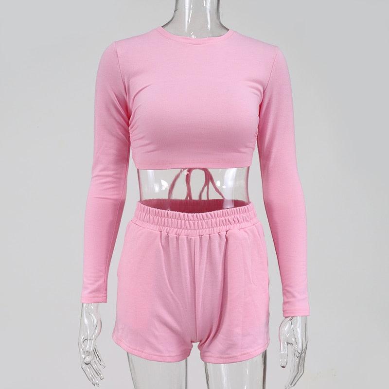 KittenAlarm - Angie Backless Crop Top & Mini Shorts Set