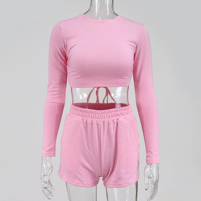 KittenAlarm - Angie Backless Crop Top & Mini Shorts Set