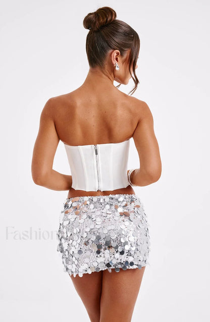 Anissa Mini Graceful Skirt - Silver