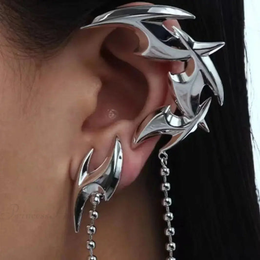 Antique Futuristic Geometric Clasp Earring