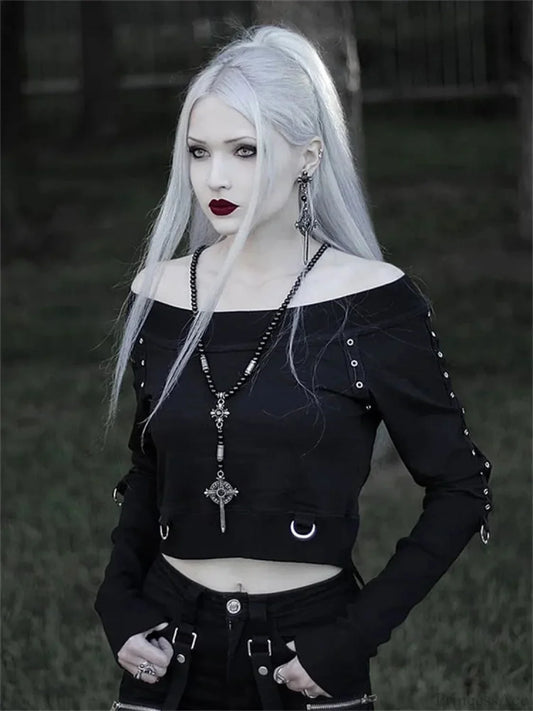 Antique Rebel Gothic Ebony Short Hoodie