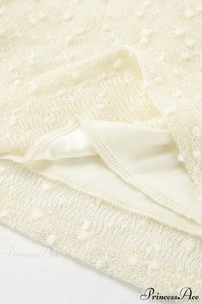 Apricot Off Shoulder Lace Knit Long Sleeve Tee