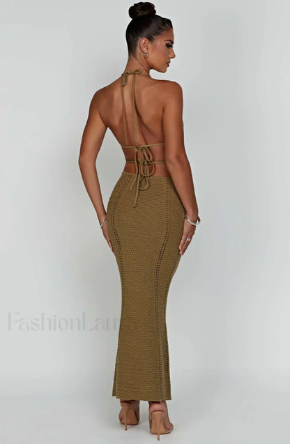 Arabella Maxi Graceful Dress - Khaki