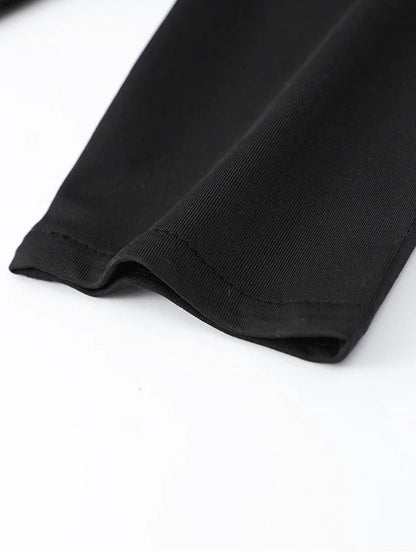 Padded Shoulder Sequin Trim Waist Cutout High-Slit Maxi Gown